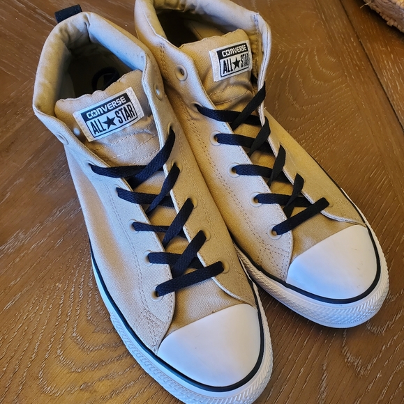 SOLD Converse All Star khaki beige padded high top sneakers size 12 men - Picture 2 of 12